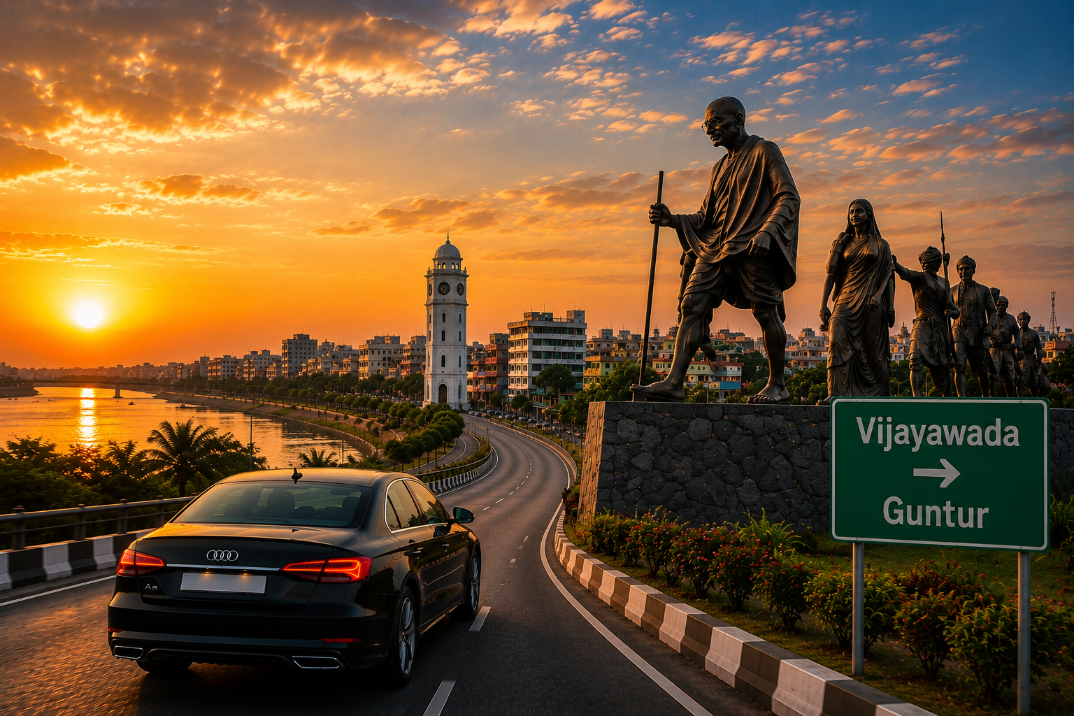 Vijayawada to Guntur route